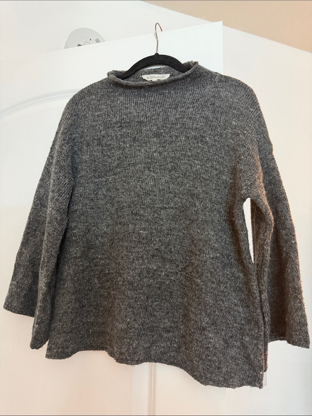 BCBGeneration Gray Crewneck Sweater - Textured Knit